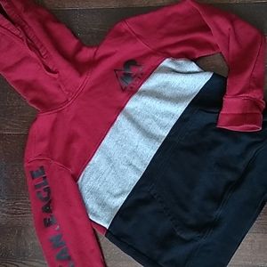 American Eagle Color Block Hoodie with Pockets